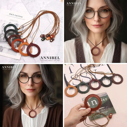 Collana con lente d'ingrandimento in pelle