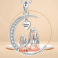 Mom Daughter Moon Heart Pendant Necklace