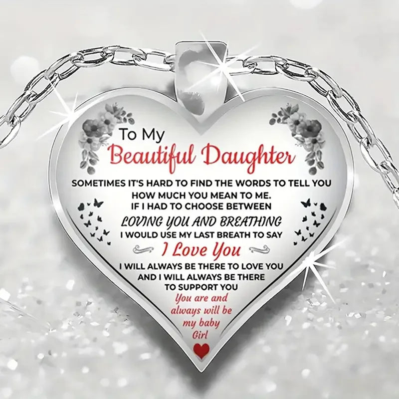 To My Daughter Heart Pendant Necklace