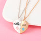 Heart-Shaped Mother and Child Pendant Necklace Set 2-Piece