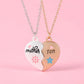 Heart-Shaped Mother and Child Pendant Necklace Set 2-Piece