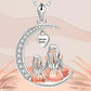 Mom Daughter Moon Heart Pendant Necklace
