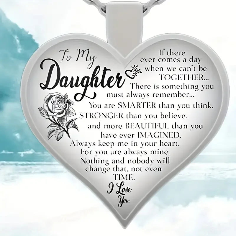 To My Daughter Heart Pendant Necklace